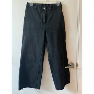 Oak + Fort Full Length Twill Wide Leg Pant (Cropped w/ Raw Hem)